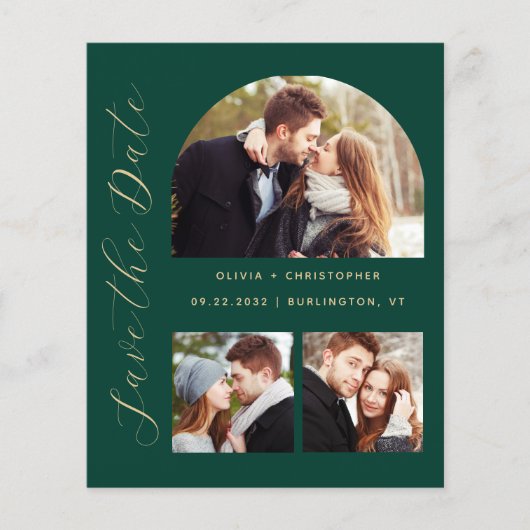 Budget Fotos Arch Emerald Gold Save the Date (Vorderseite)