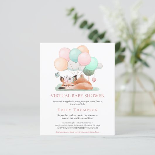 Budget Fox Asleep Pink Virtual Baby Dusche laden e (Stehend Vorderseite)