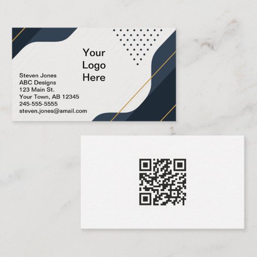 Budget Friendly Black & Gray QR Code Business Card Visitenkarte (Vorne/Hinten)