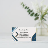 Budget Friendly Blue & Gold Dynamic QR Code Visitenkarte (Stehend Vorderseite)
