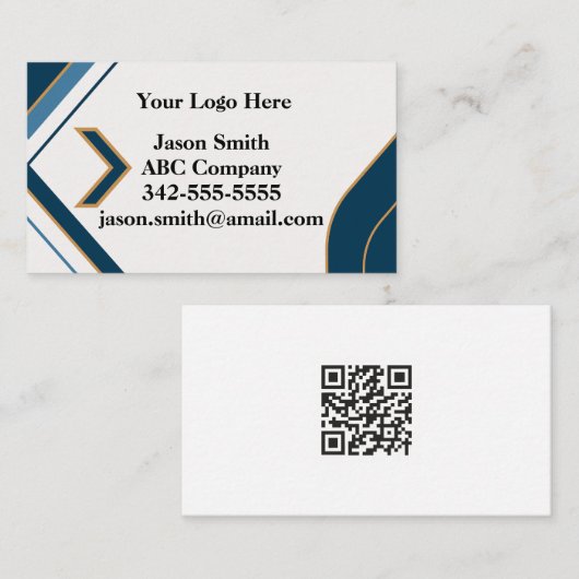 Budget Friendly Blue & Gold Dynamic QR Code Visitenkarte (Vorne/Hinten)