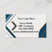 Budget Friendly Blue & Gold Dynamic QR Code Visitenkarte (Vorderseite)