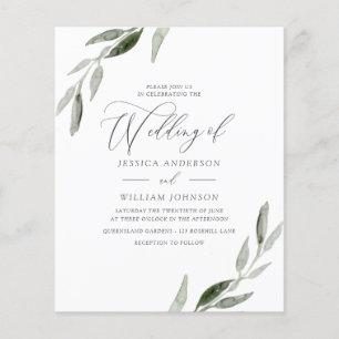 Budget Friendly Elegant Leaf Hochzeit Einladung