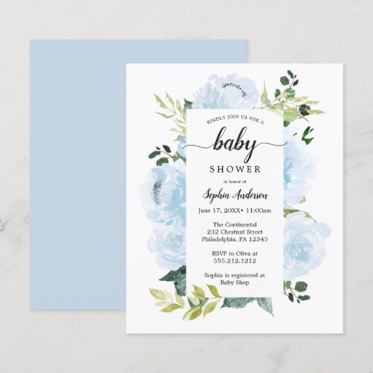 Budget Friendly Fleur Jolie Baby Dusche Einladung (Vorne/Hinten)