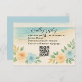 Budget Friendly Floral Beach QR Code RSVP Card (Vorne/Hinten)