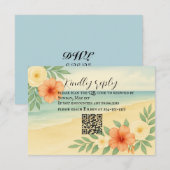 Budget Friendly Floral Beach QR Code RSVP Card Karte (Vorne/Hinten)