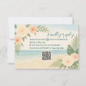 Budget Friendly Floral Beach QR Code RSVP Card Karte (Vorderseite)