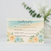 Budget Friendly Floral Beach RSVP Card (Stehend Vorderseite)