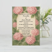 Budget Friendly Pink Hydrangea Foto Wedding Einladung (Stehend Vorderseite)