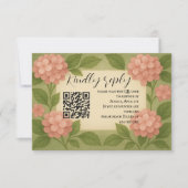 Budget Friendly Pink Hydrangea QR Code RSVP Card (Vorderseite)