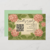 Budget Friendly Pink Hydrangea QR Code RSVP Card (Vorne/Hinten)