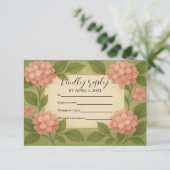Budget Friendly Pink Hydrangea RSVP Card (Stehend Vorderseite)