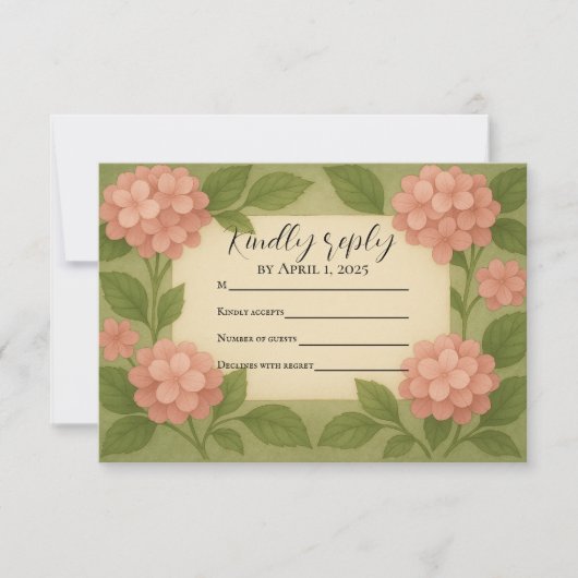 Budget Friendly Pink Hydrangea RSVP Card Karte (Vorderseite)