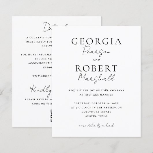 Budget Friendly Two-Sided Wedding Invitation (Vorne/Hinten)
