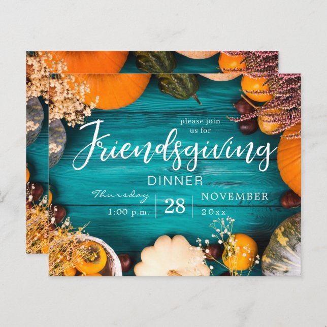Budget Friendsgiving Dinner Fest Blue Pumpkin (Vorne/Hinten)