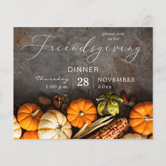 Budget Friendsgiving Erntedank Dinner Pumpkins Flyer (Vorne)