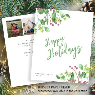 Budget Frohe Feiertage Grünzeug Foto Weihnachtskar Flyer