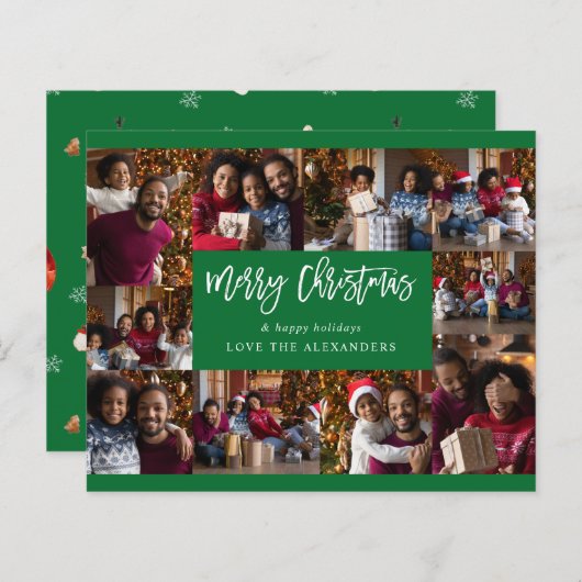 Budget Frohe Weihnachten 10 Multi-Foto - Grün (Vorne/Hinten)