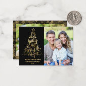 Budget Frohe Weihnachten 2 Foto Gold Mitteilungskarte (Vorderseite/Rückseite Beispiel)