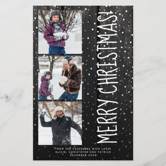 Budget Frohe Weihnachten 3 Foto rustikale Urlaubsk Flyer (Vorne)