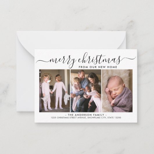 Budget Frohe Weihnachten 3 Foto Urlaub bewegende K Mitteilungskarte (Vorderseite)