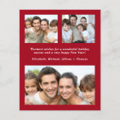 Budget Frohe Weihnachten 4 Foto Red Holiday Card (Rückseite)