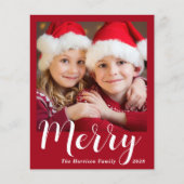 Budget Frohe Weihnachten 4 Foto Red Holiday Card (Vorderseite)
