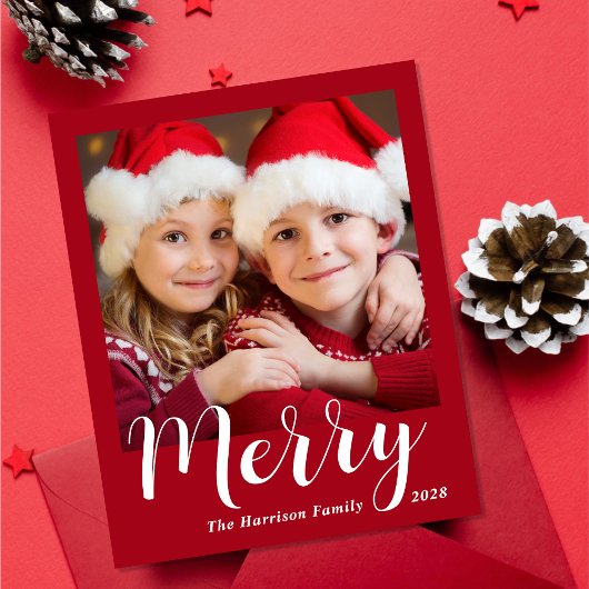 Budget Frohe Weihnachten 4 Foto Red Holiday Card