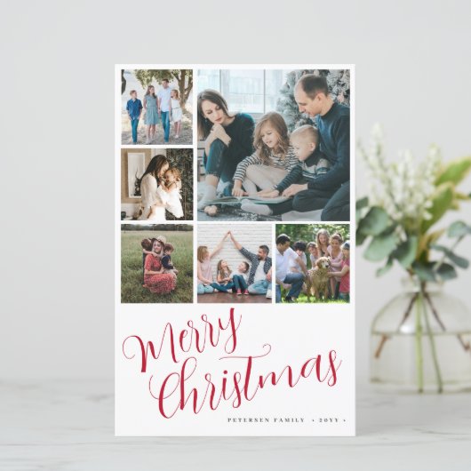 Budget Frohe Weihnachten 6 Foto rote Typografie-Ka (Stehend Vorderseite)