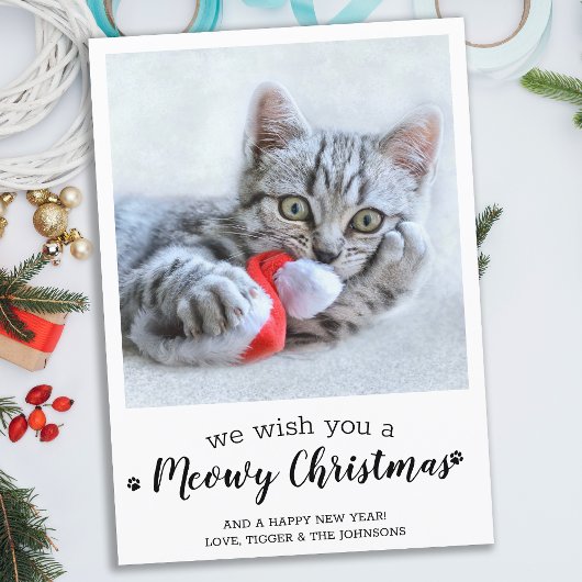 Budget Frohe Weihnachten aus dem Cat Pet Foto Mitteilungskarte