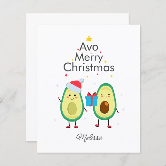 Budget Frohe Weihnachten Avocado Gag Custom Card (Vorne/Hinten)