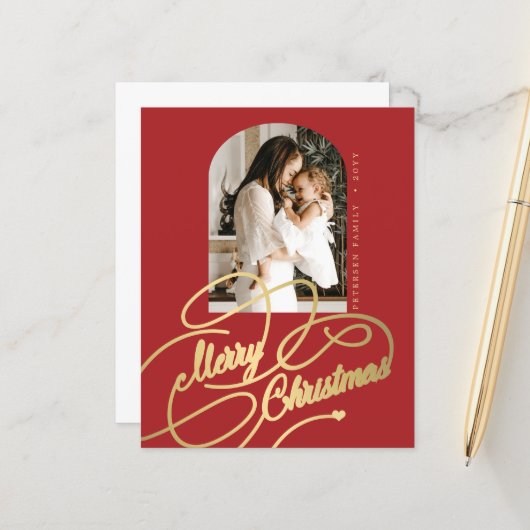 Budget Frohe Weihnachten Foto elegante Urlaubskart (Vorderseite/Rückseite Beispiel)