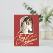 Budget Frohe Weihnachten Foto elegante Urlaubskart (Stehend Vorderseite)