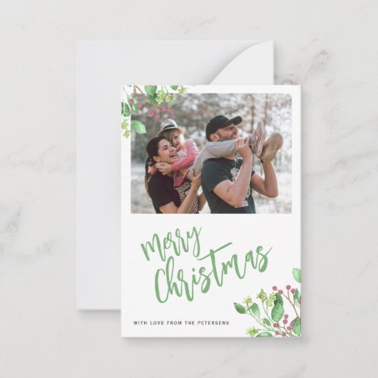 Budget Frohe Weihnachten Foto Grün Urlaub Mitteilungskarte (Vorderseite)