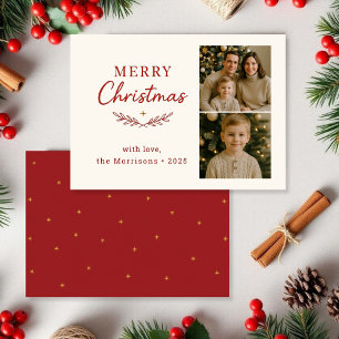 Budget Frohe Weihnachten Foto Rote Feiertags-Flat- Einladung