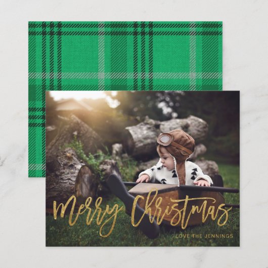 Budget Frohe Weihnachten Gold Glitzer Script Foto (Vorne/Hinten)