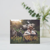 Budget Frohe Weihnachten Gold Glitzer Script Foto (Stehend Vorderseite)