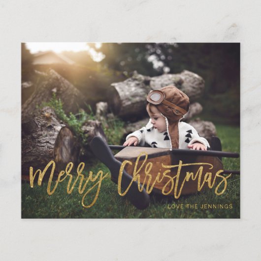 Budget Frohe Weihnachten Gold Glitzer Script Foto (Vorderseite)
