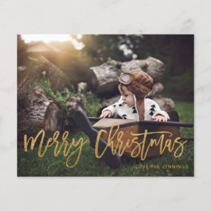 Budget Frohe Weihnachten Gold Glitzer Script Foto Flyer
