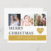 Budget Frohe Weihnachten Gold Herz 3 Foto Collage (Vorne/Hinten)