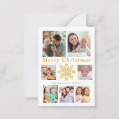Budget Frohe Weihnachten Gold Snowflake 7 Foto Mitteilungskarte (Vorderseite)