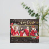 Budget Frohe Weihnachten Gold Wood 3 Foto Collage (Stehend Vorderseite)
