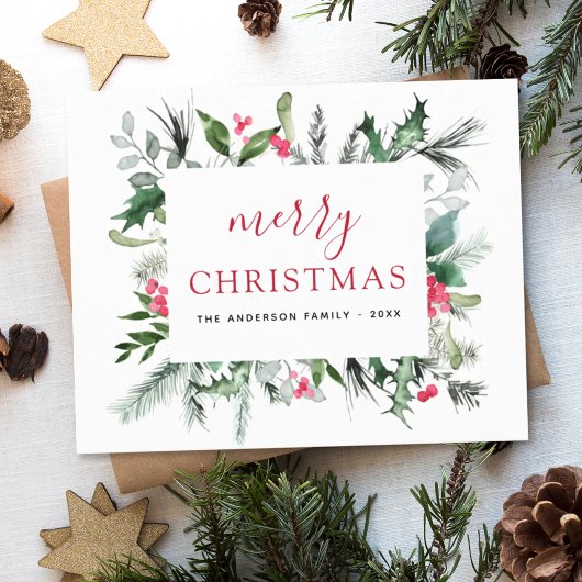 Budget Frohe Weihnachten Grüne Red Holiday Card