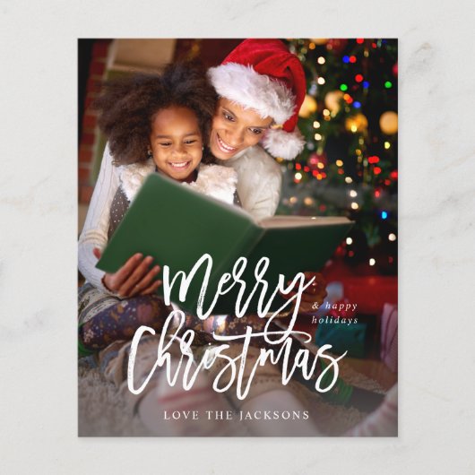 Budget Frohe Weihnachten Kalligrafie Vertikales Fo Flyer (Vorne)