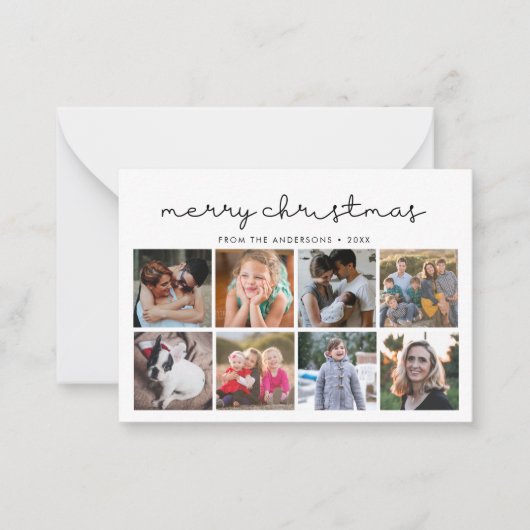 Budget Frohe Weihnachten Minimalistisch 8 Foto Url Mitteilungskarte (Vorderseite)