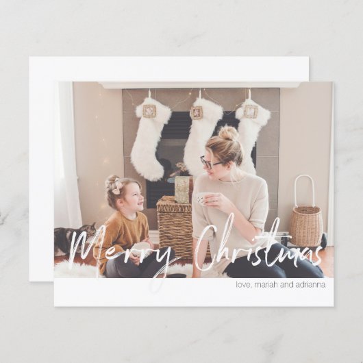 Budget Frohe Weihnachten Modernes Handwriting Foto (Vorne/Hinten)