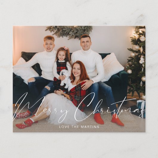 Budget Frohe Weihnachten Modernes Script Foto Flyer (Vorne)