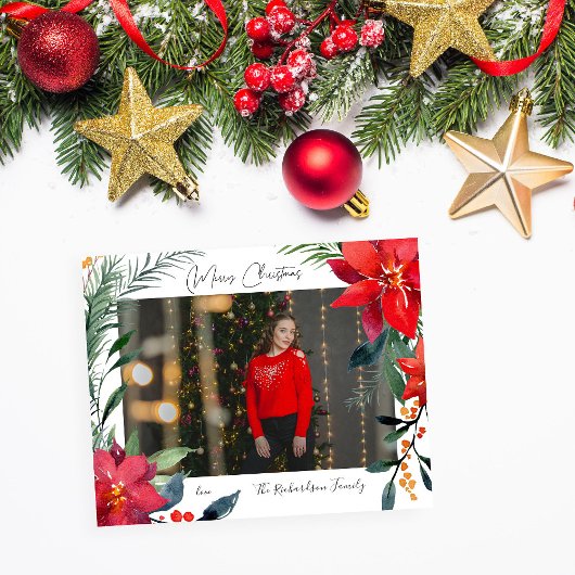 Budget Frohe Weihnachten Poinsettia Foto Flyer