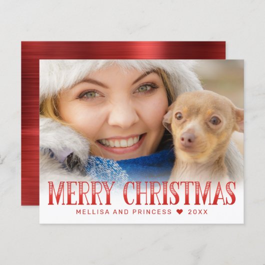 Budget Frohe Weihnachten Rote Schrift Foto Urlaub (Vorne/Hinten)