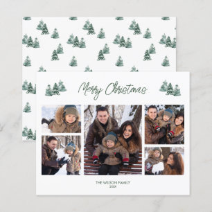 Budget Frohe Weihnachten Rustikale Pines Fotokarte